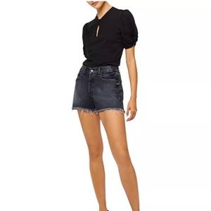 7 For All Mankind Monroe High Rise Cutoff Jean Shorts size 24 Eclipse Black